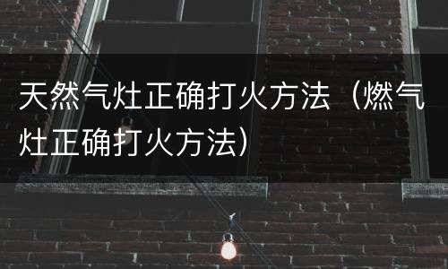 天然气灶正确打火方法（燃气灶正确打火方法）