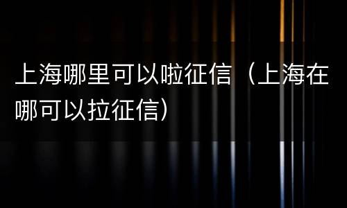 上海哪里可以啦征信（上海在哪可以拉征信）