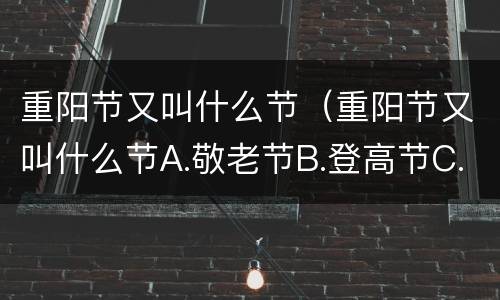 重阳节又叫什么节（重阳节又叫什么节A.敬老节B.登高节C.登山节D.九九节）