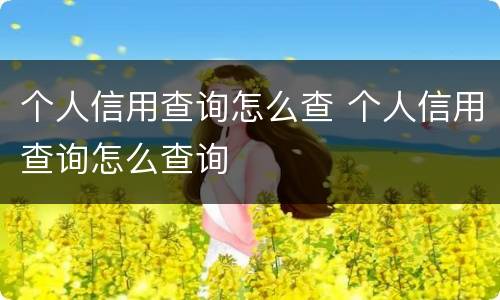 个人信用查询怎么查 个人信用查询怎么查询