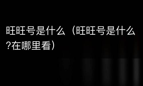 旺旺号是什么（旺旺号是什么?在哪里看）
