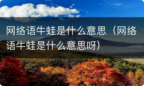 网络语牛蛙是什么意思（网络语牛蛙是什么意思呀）