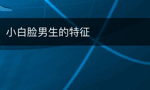 小白脸男生的特征