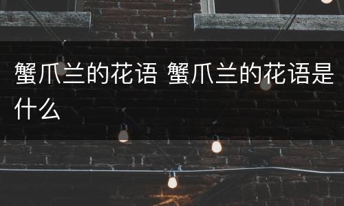 蟹爪兰的花语 蟹爪兰的花语是什么