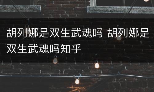 胡列娜是双生武魂吗 胡列娜是双生武魂吗知乎