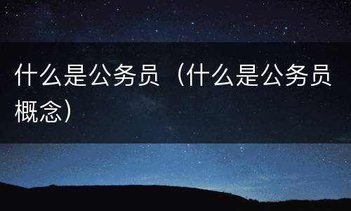 什么是公务员（什么是公务员概念）