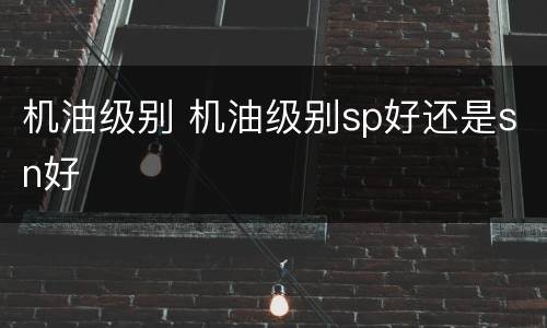 机油级别 机油级别sp好还是sn好