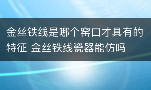 金丝铁线是哪个窑口才具有的特征 金丝铁线瓷器能仿吗