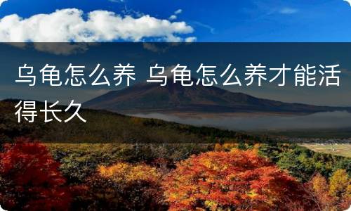 乌龟怎么养 乌龟怎么养才能活得长久