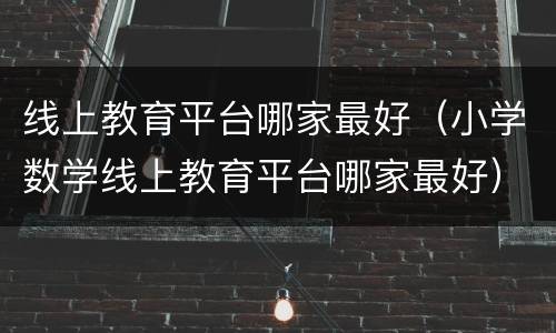 线上教育平台哪家最好（小学数学线上教育平台哪家最好）