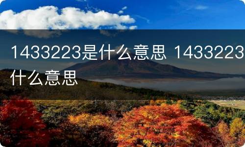 1433223是什么意思 14332231什么意思
