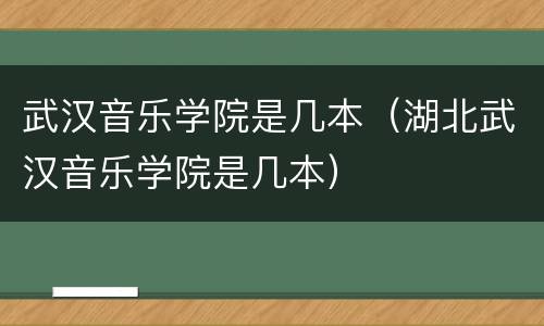 武汉音乐学院是几本（湖北武汉音乐学院是几本）