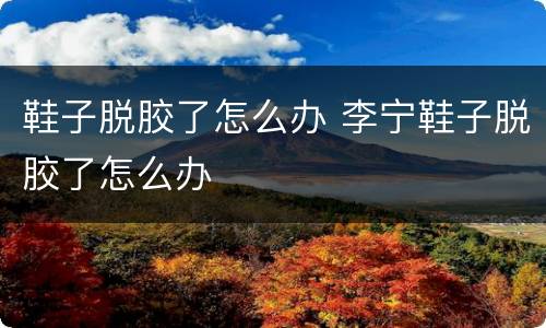 鞋子脱胶了怎么办 李宁鞋子脱胶了怎么办