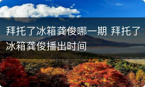 拜托了冰箱龚俊哪一期 拜托了冰箱龚俊播出时间