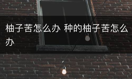 柚子苦怎么办 种的柚子苦怎么办