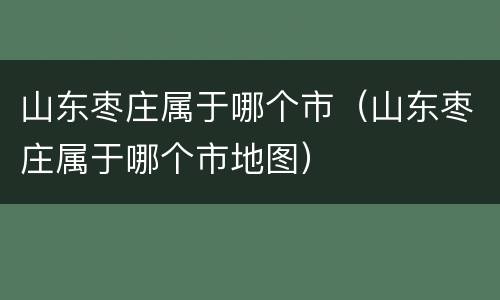 山东枣庄属于哪个市（山东枣庄属于哪个市地图）