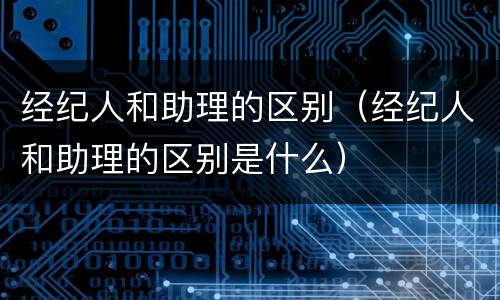 经纪人和助理的区别（经纪人和助理的区别是什么）