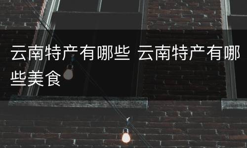 云南特产有哪些 云南特产有哪些美食