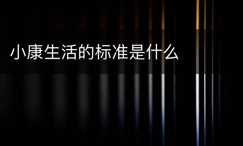 小康生活的标准是什么