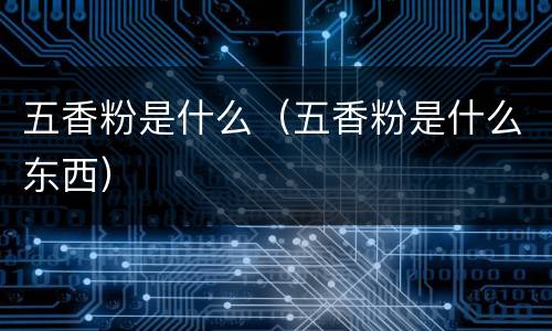 五香粉是什么（五香粉是什么东西）