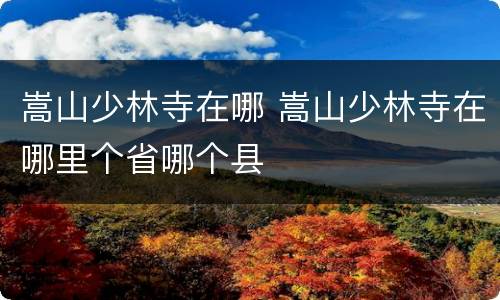 嵩山少林寺在哪 嵩山少林寺在哪里个省哪个县