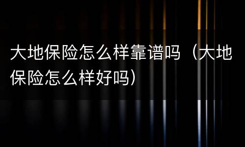 大地保险怎么样靠谱吗（大地保险怎么样好吗）