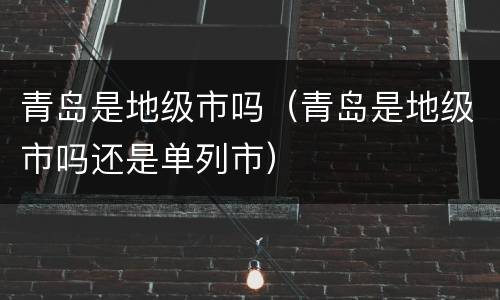 青岛是地级市吗（青岛是地级市吗还是单列市）