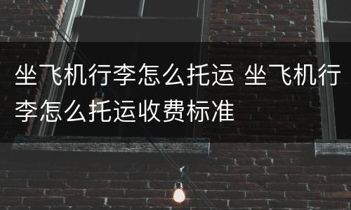 坐飞机行李怎么托运 坐飞机行李怎么托运收费标准