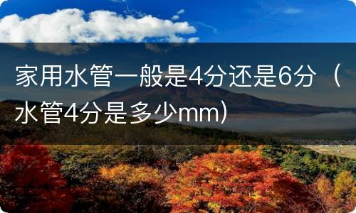 家用水管一般是4分还是6分（水管4分是多少mm）