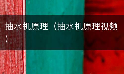 抽水机原理（抽水机原理视频）