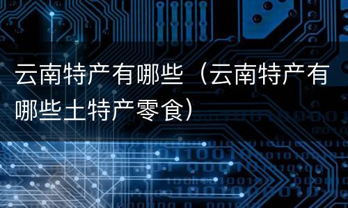 云南特产有哪些（云南特产有哪些土特产零食）