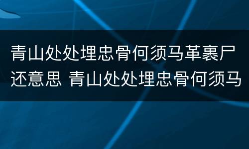 青山处处埋忠骨何须马革裹尸还意思 青山处处埋忠骨何须马革裹尸还意思20字