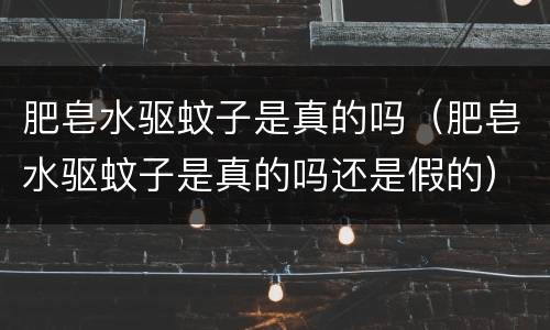肥皂水驱蚊子是真的吗（肥皂水驱蚊子是真的吗还是假的）