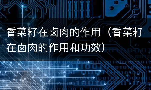 香菜籽在卤肉的作用（香菜籽在卤肉的作用和功效）