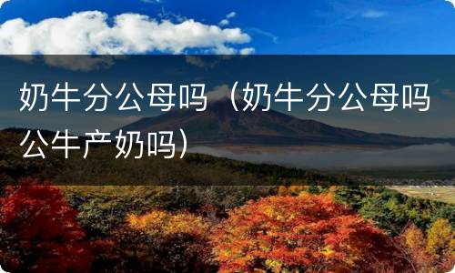 奶牛分公母吗（奶牛分公母吗公牛产奶吗）