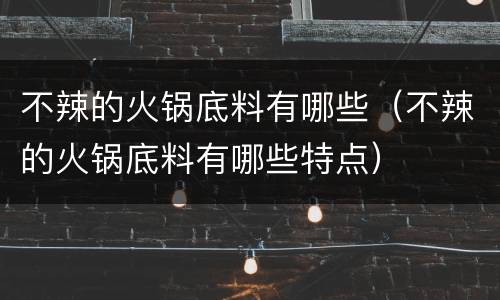 不辣的火锅底料有哪些（不辣的火锅底料有哪些特点）