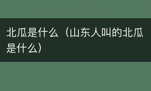 北瓜是什么（山东人叫的北瓜是什么）