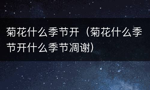 菊花什么季节开（菊花什么季节开什么季节凋谢）