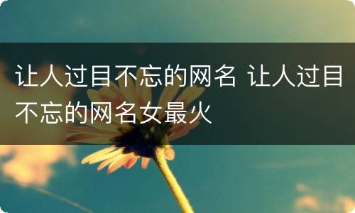 让人过目不忘的网名 让人过目不忘的网名女最火