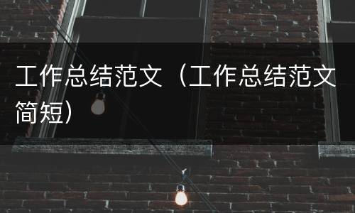 工作总结范文（工作总结范文简短）