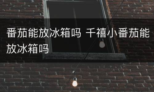 番茄能放冰箱吗 千禧小番茄能放冰箱吗