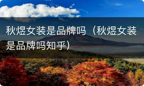 秋煜女装是品牌吗（秋煜女装是品牌吗知乎）
