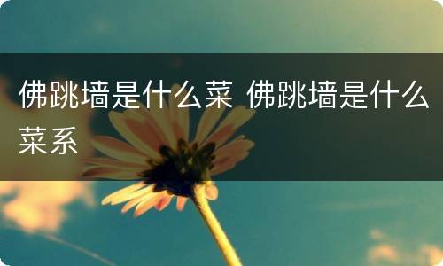 佛跳墙是什么菜 佛跳墙是什么菜系