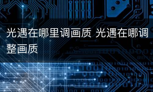 光遇在哪里调画质 光遇在哪调整画质