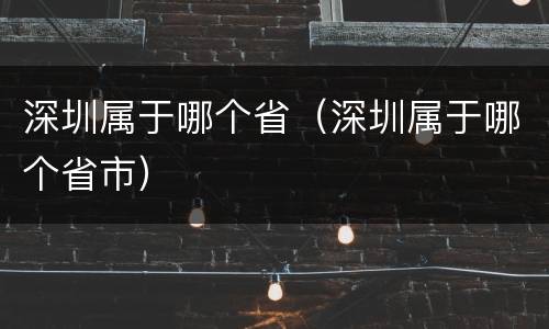 深圳属于哪个省（深圳属于哪个省市）