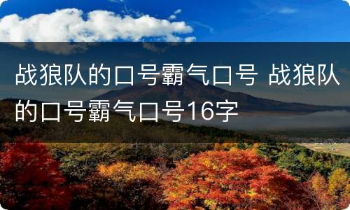 战狼队的口号霸气口号 战狼队的口号霸气口号16字