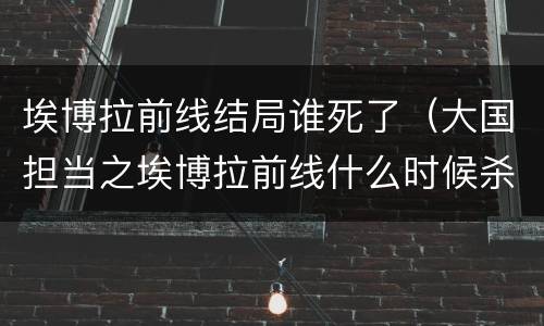 埃博拉前线结局谁死了（大国担当之埃博拉前线什么时候杀青）
