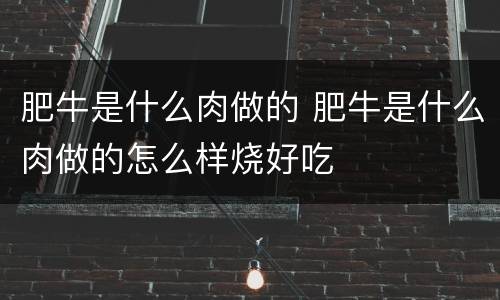 肥牛是什么肉做的 肥牛是什么肉做的怎么样烧好吃