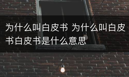 为什么叫白皮书 为什么叫白皮书白皮书是什么意思