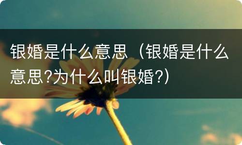 银婚是什么意思（银婚是什么意思?为什么叫银婚?）